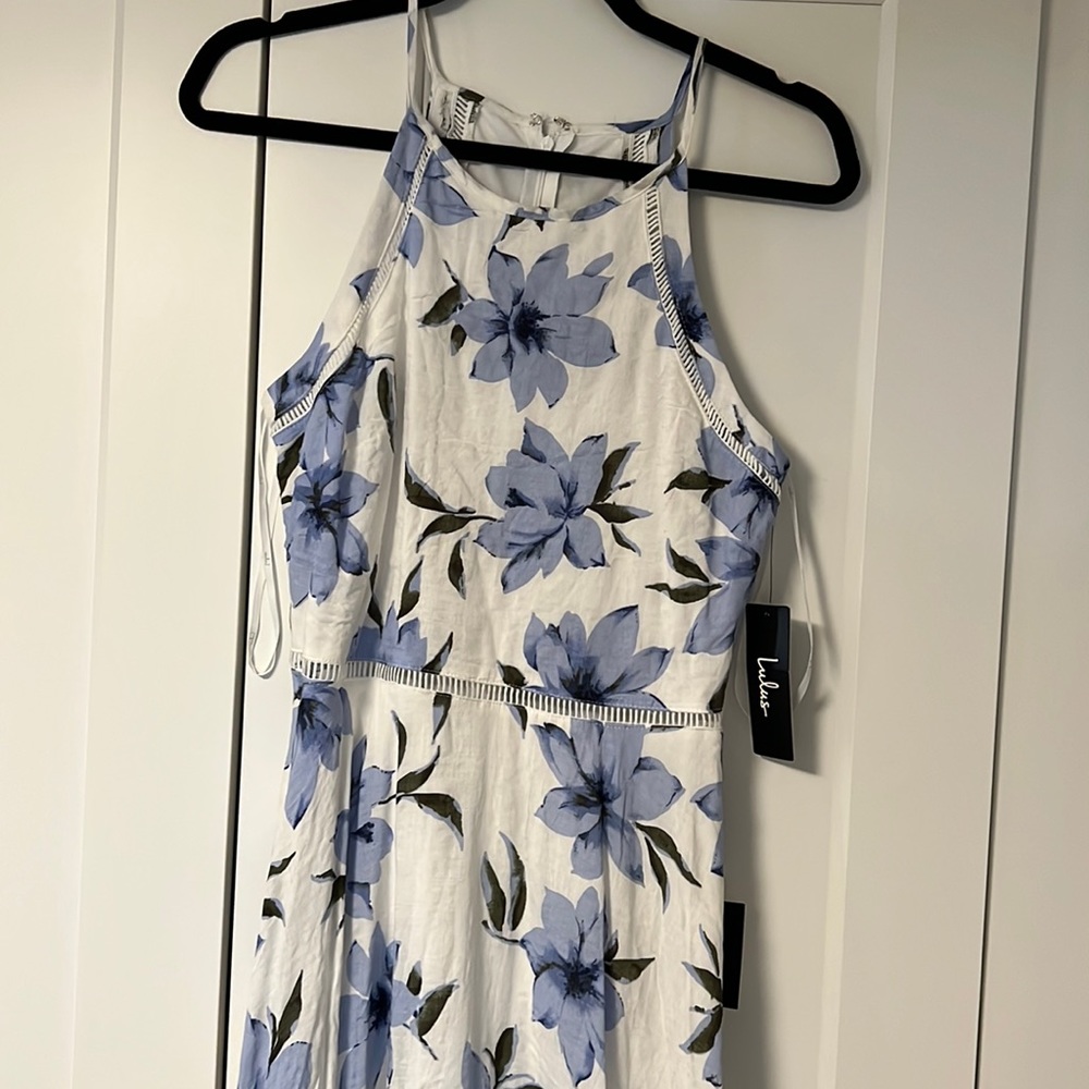 Lulus blue floral midi dress New!!!
